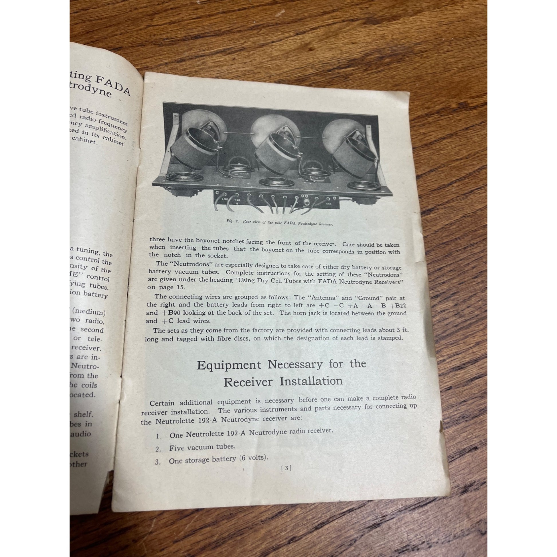 Vintage FADA Neutrolette Radio Receivers No. 192-A Instructions Manual
