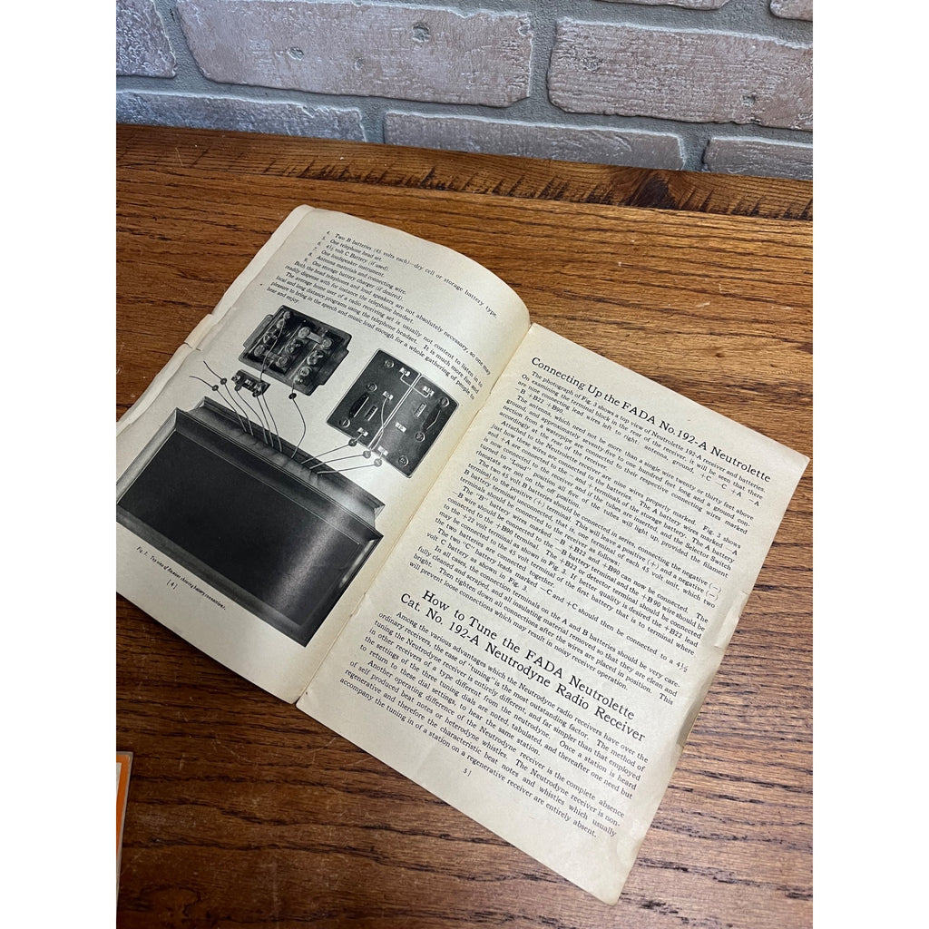 Vintage FADA Neutrolette Radio Receivers No. 192-A Instructions Manual