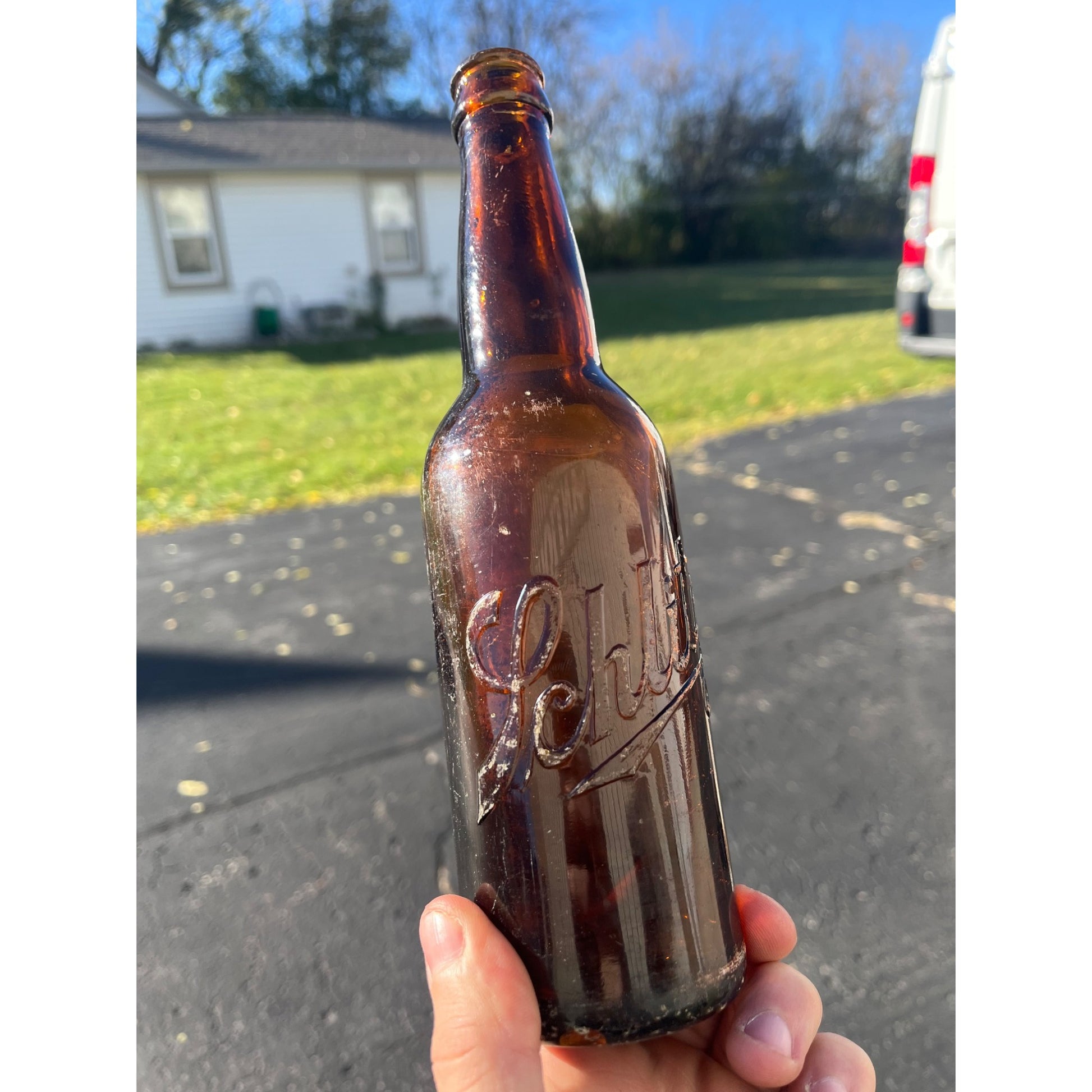 Pre-Pro Schlitz Brewing Company Milwaukee Vintage Amber Brown Beer Bottle Wis