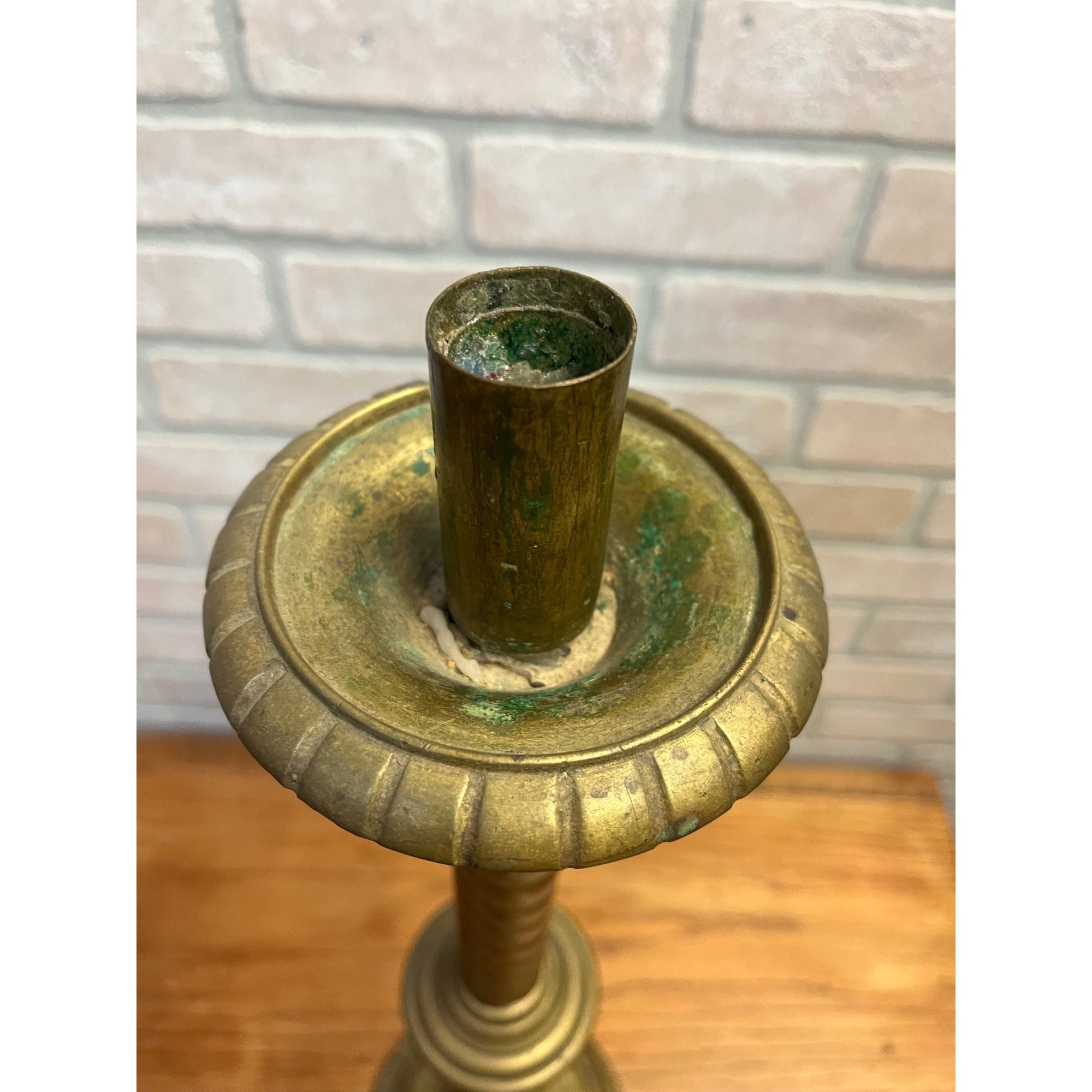 Vintage Large 26" Brass Barley Twist Candlestick Holder Religious Altar Colonial