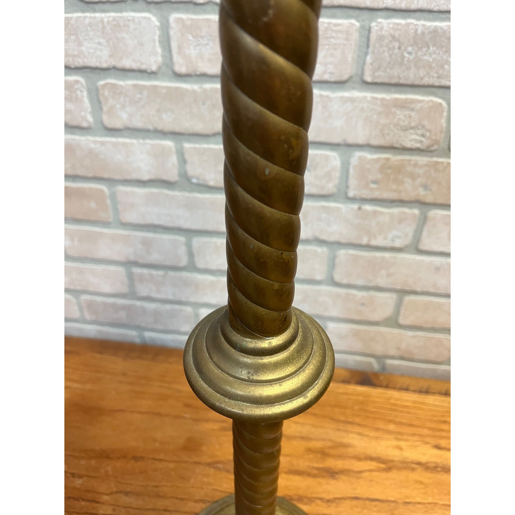 Vintage Large 26" Brass Barley Twist Candlestick Holder Religious Altar Colonial