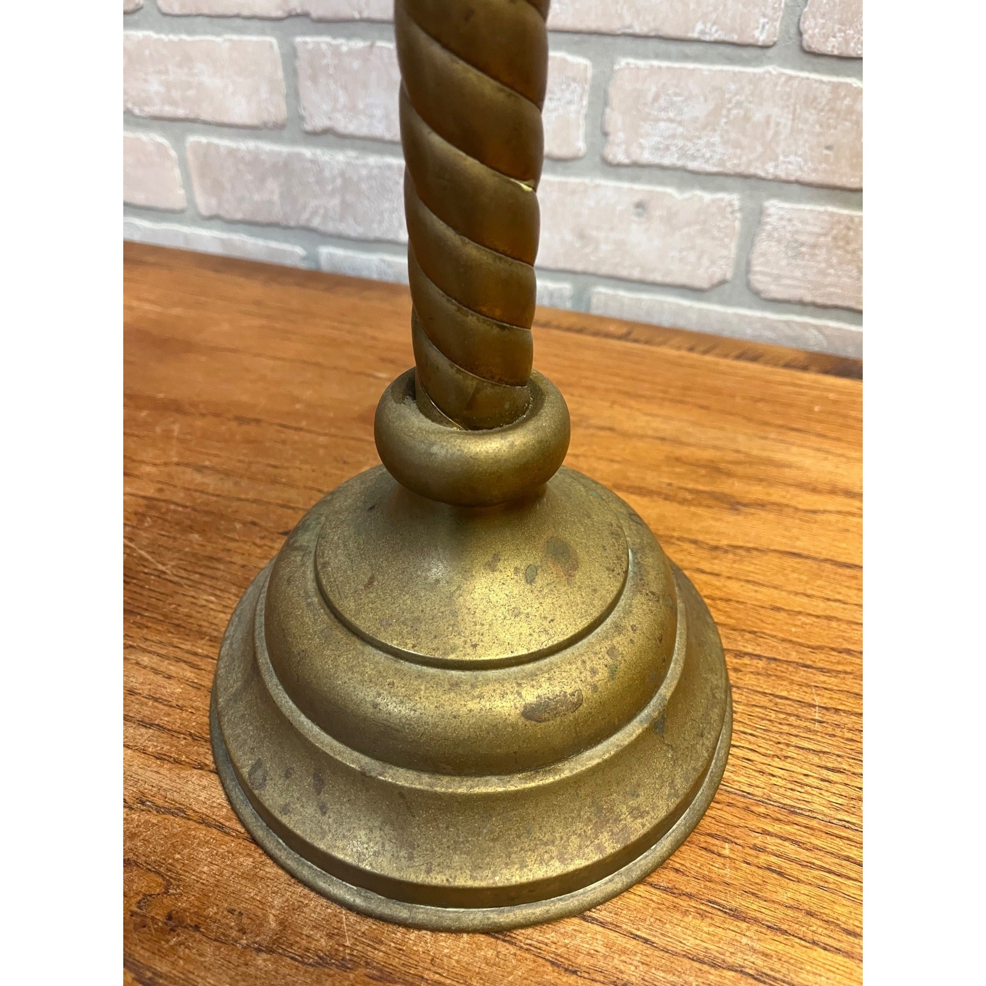 Vintage Large 26" Brass Barley Twist Candlestick Holder Religious Altar Colonial