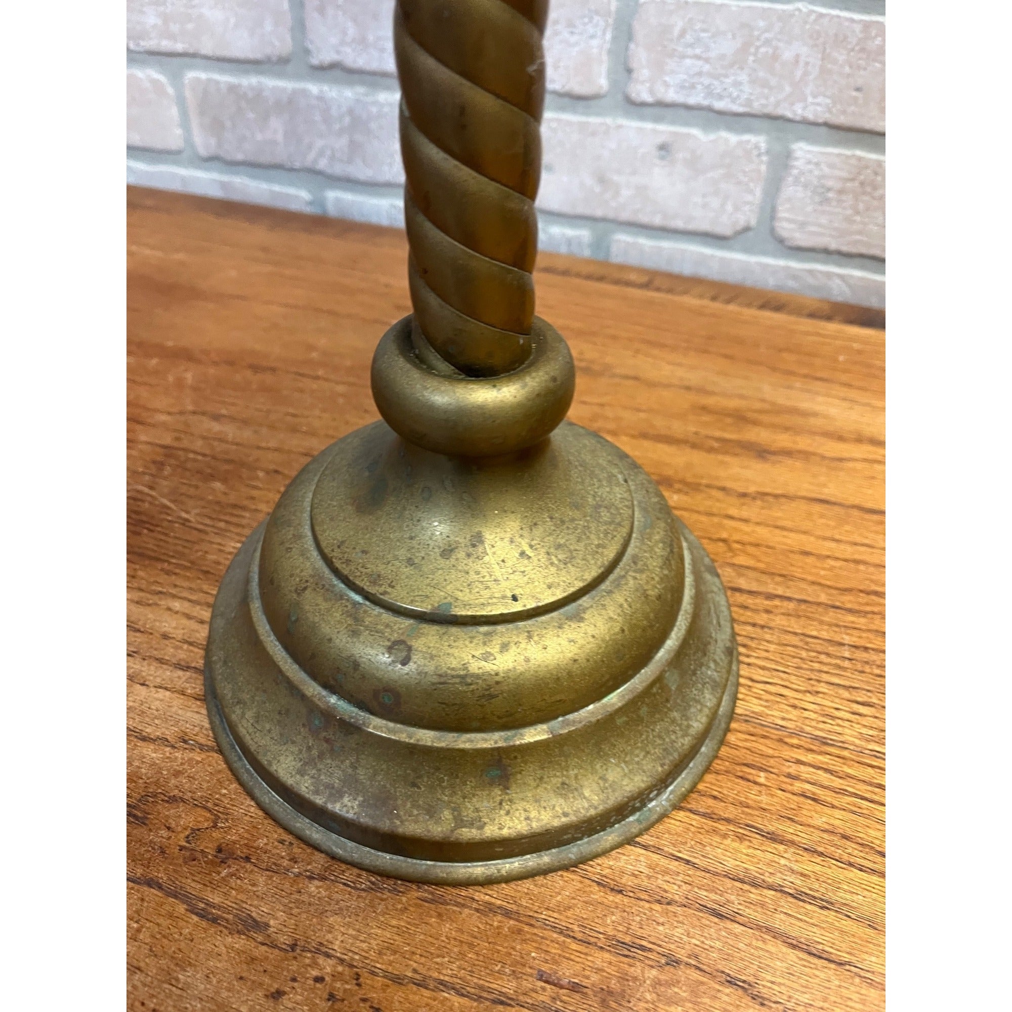 Vintage Large 26" Brass Barley Twist Candlestick Holder Religious Altar Colonial