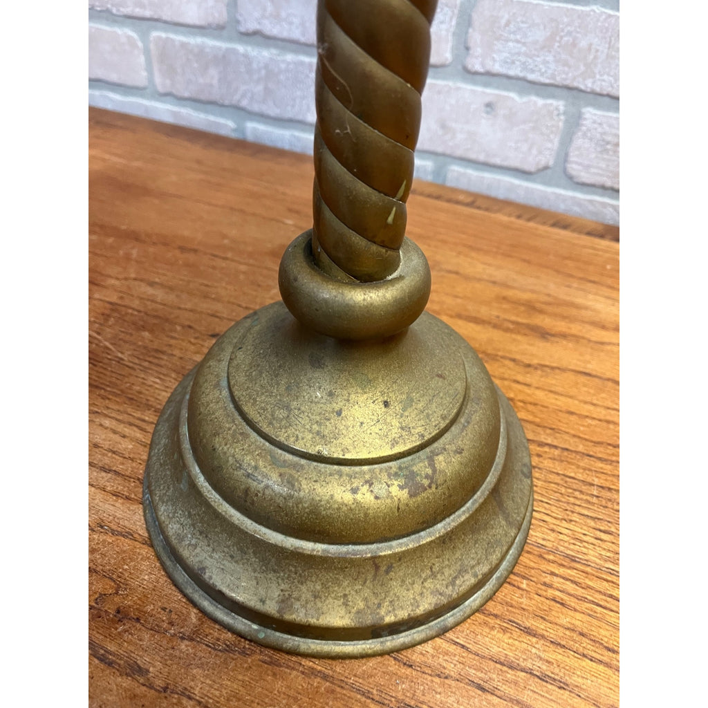 Vintage Large 26" Brass Barley Twist Candlestick Holder Religious Altar Colonial