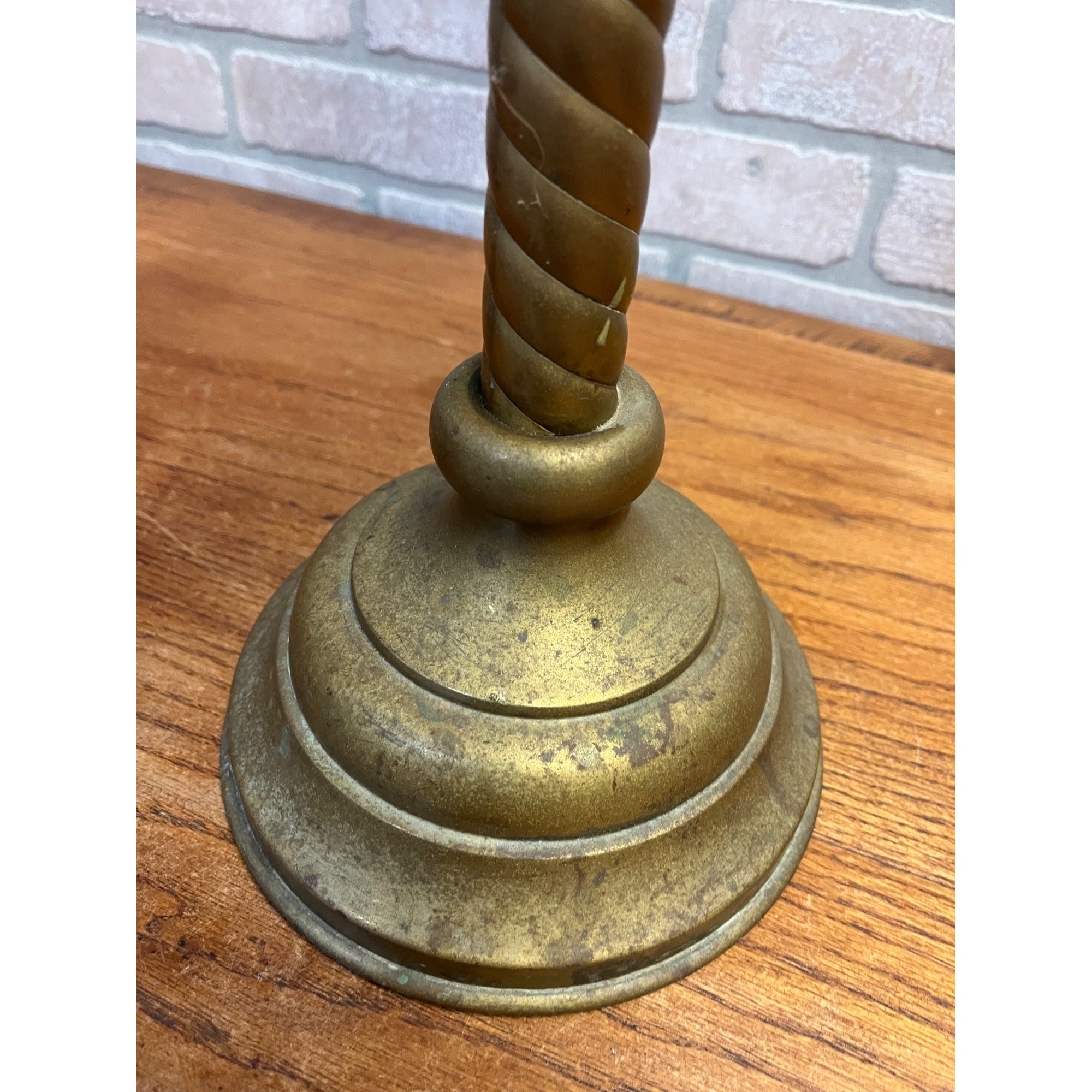 Vintage Large 26" Brass Barley Twist Candlestick Holder Religious Altar Colonial