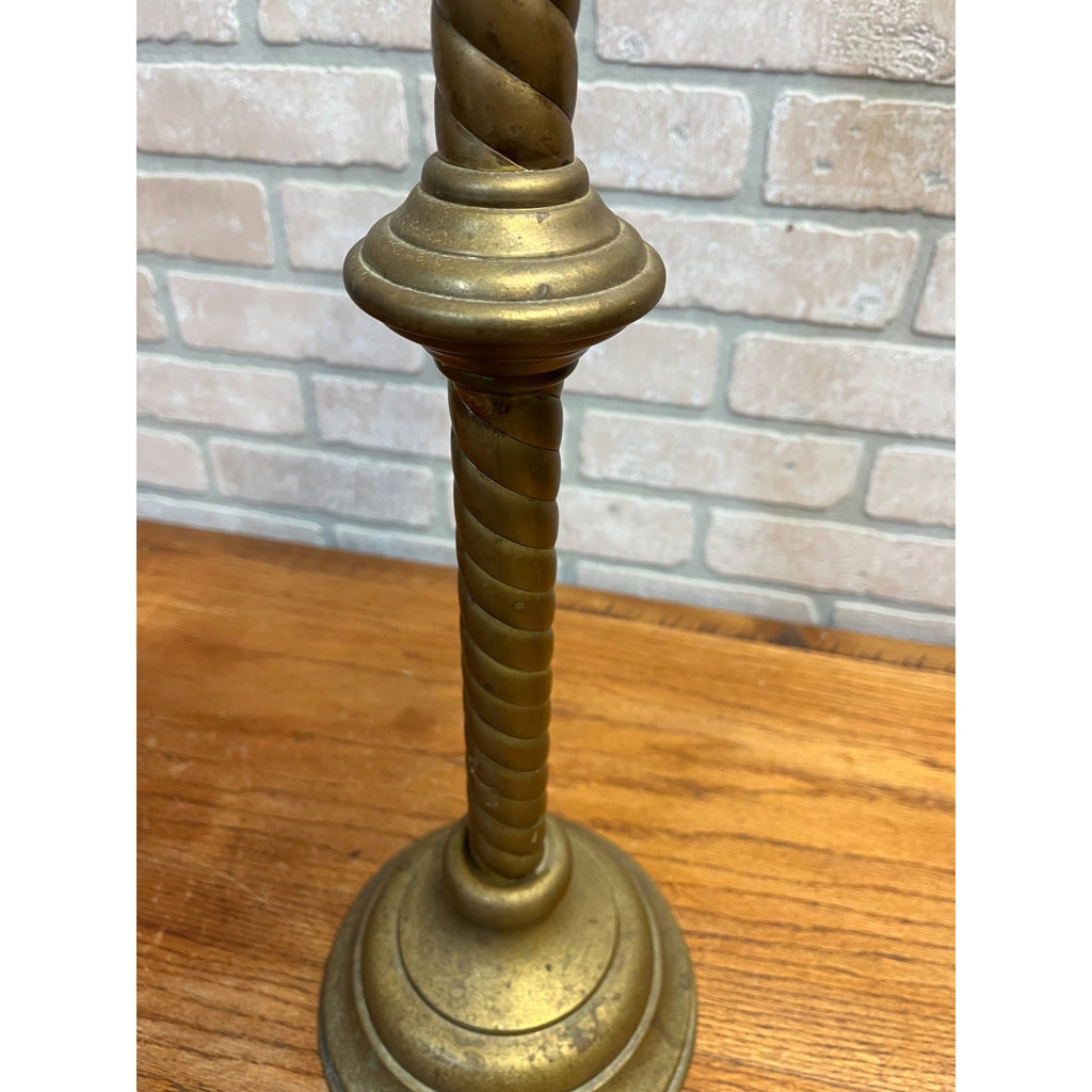 Vintage Large 26" Brass Barley Twist Candlestick Holder Religious Altar Colonial