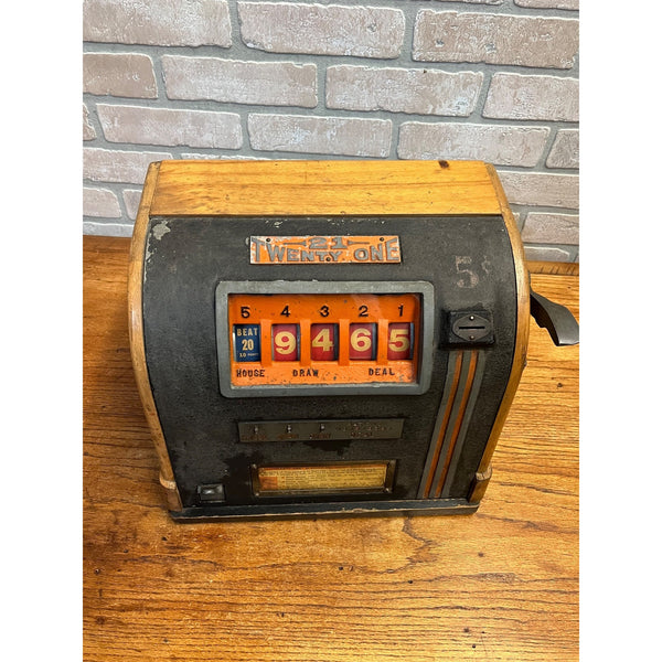 Vintage Groetchen 21 Twenty-One Coin-Op Trade Stimulator Blackjack Slot Machine