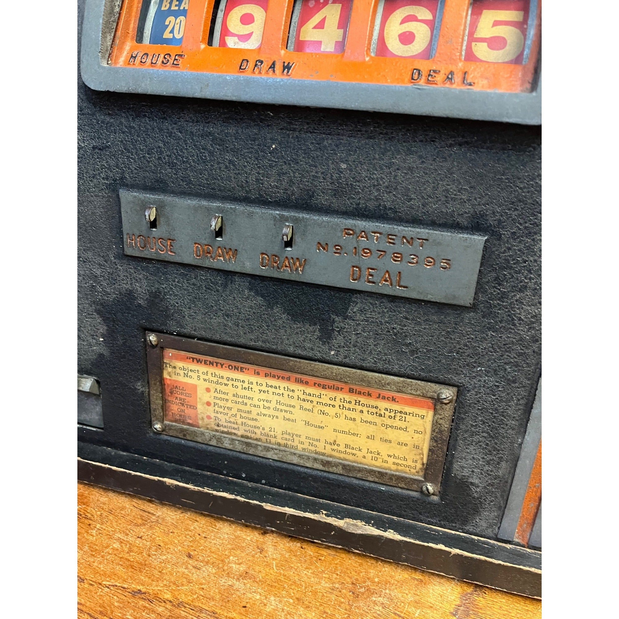 Vintage Groetchen 21 Twenty-One Coin-Op Trade Stimulator Blackjack Slot Machine