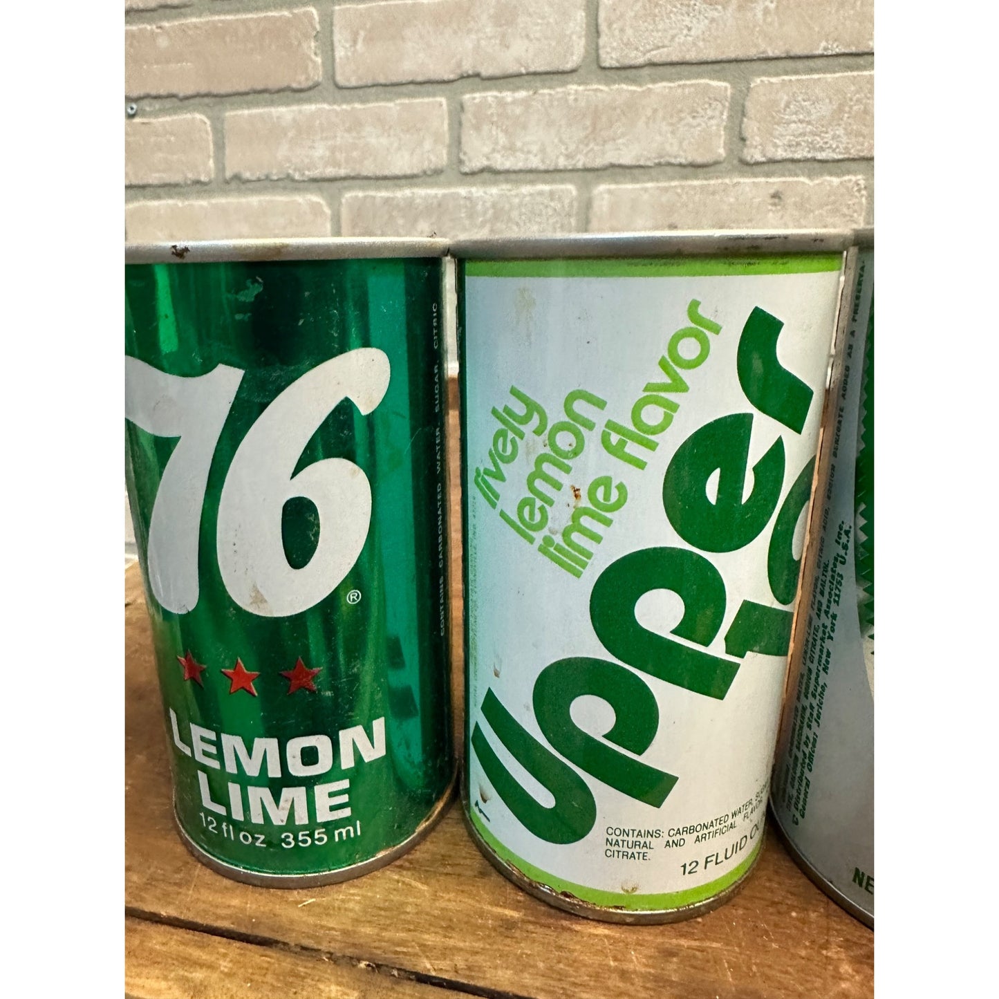 Vintage Lemon Lime Soda Cans Pull Tab Steel Flat Top Lot (3) Upper 10 Staff 76