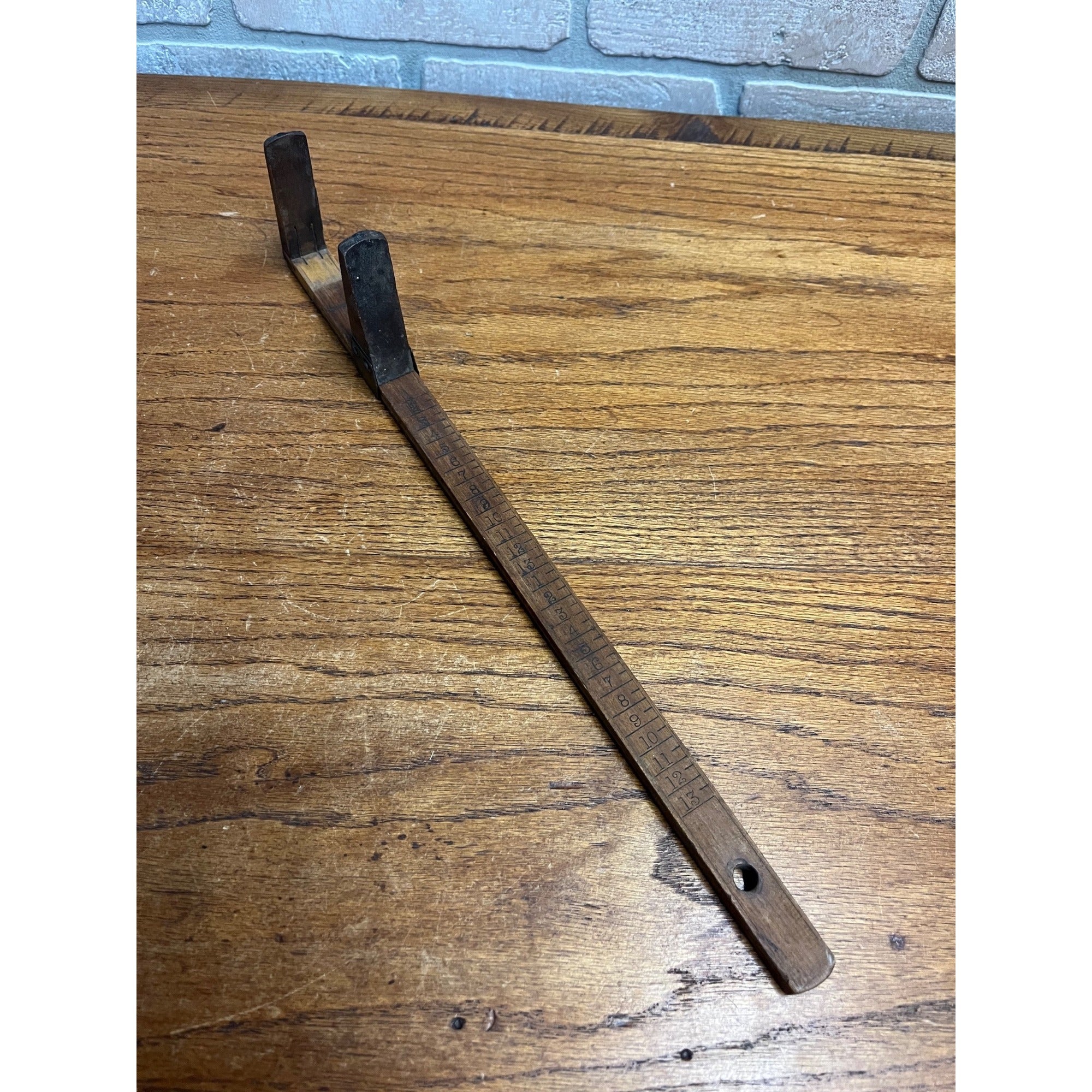 Antique BELCHER BROS Shoe Sizer Wood Rule Ruler New York Boxwood & Brass