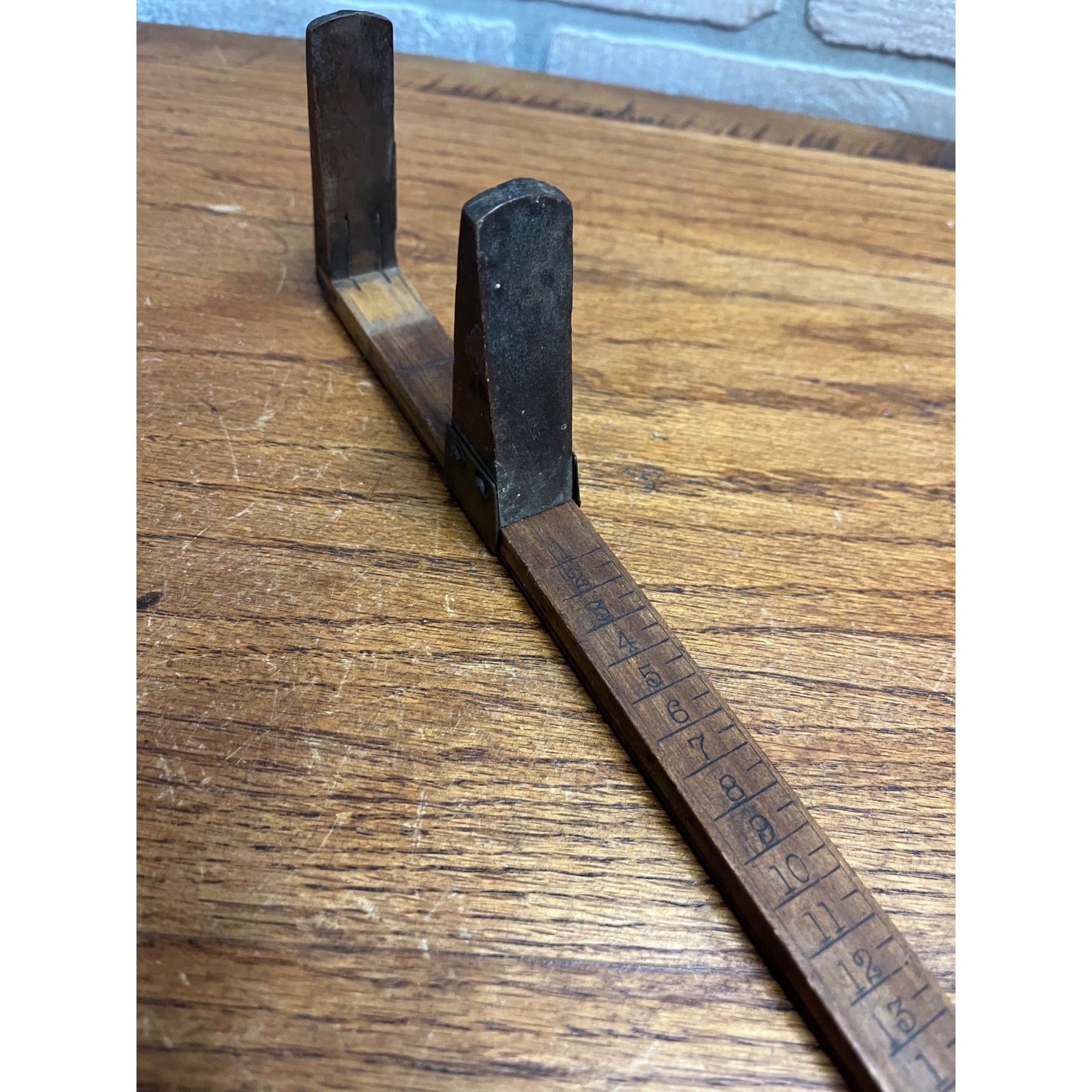 Antique BELCHER BROS Shoe Sizer Wood Rule Ruler New York Boxwood & Brass