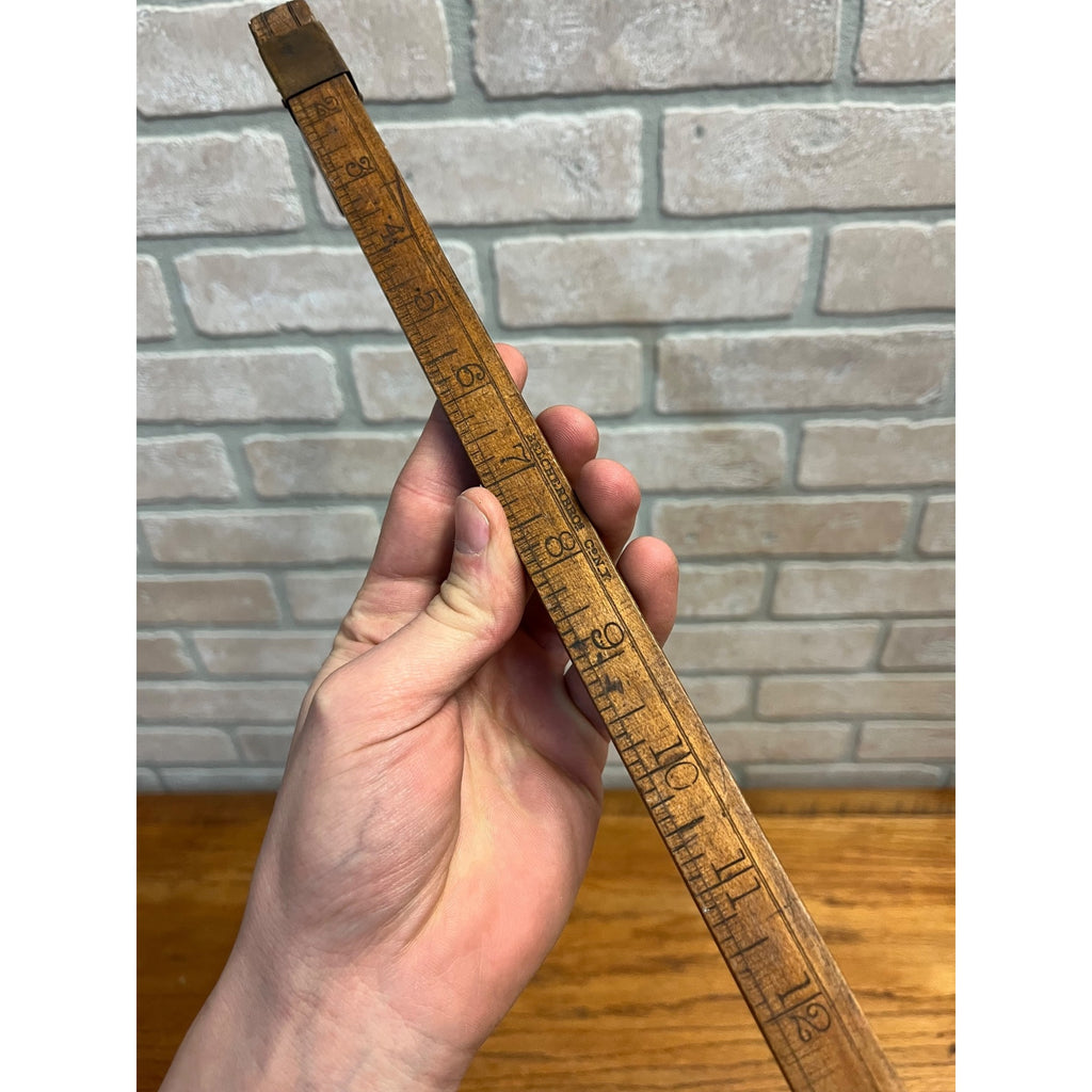 Antique BELCHER BROS Shoe Sizer Wood Rule Ruler New York Boxwood & Brass