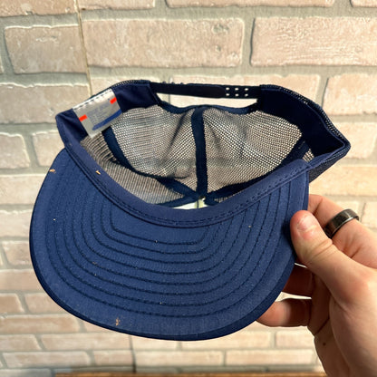 VINTAGE MOTOROLA HAT FOAM MESH TRUCKER ADJUSTABLE SNAPBACK CAP NAVY BLUE WHITE