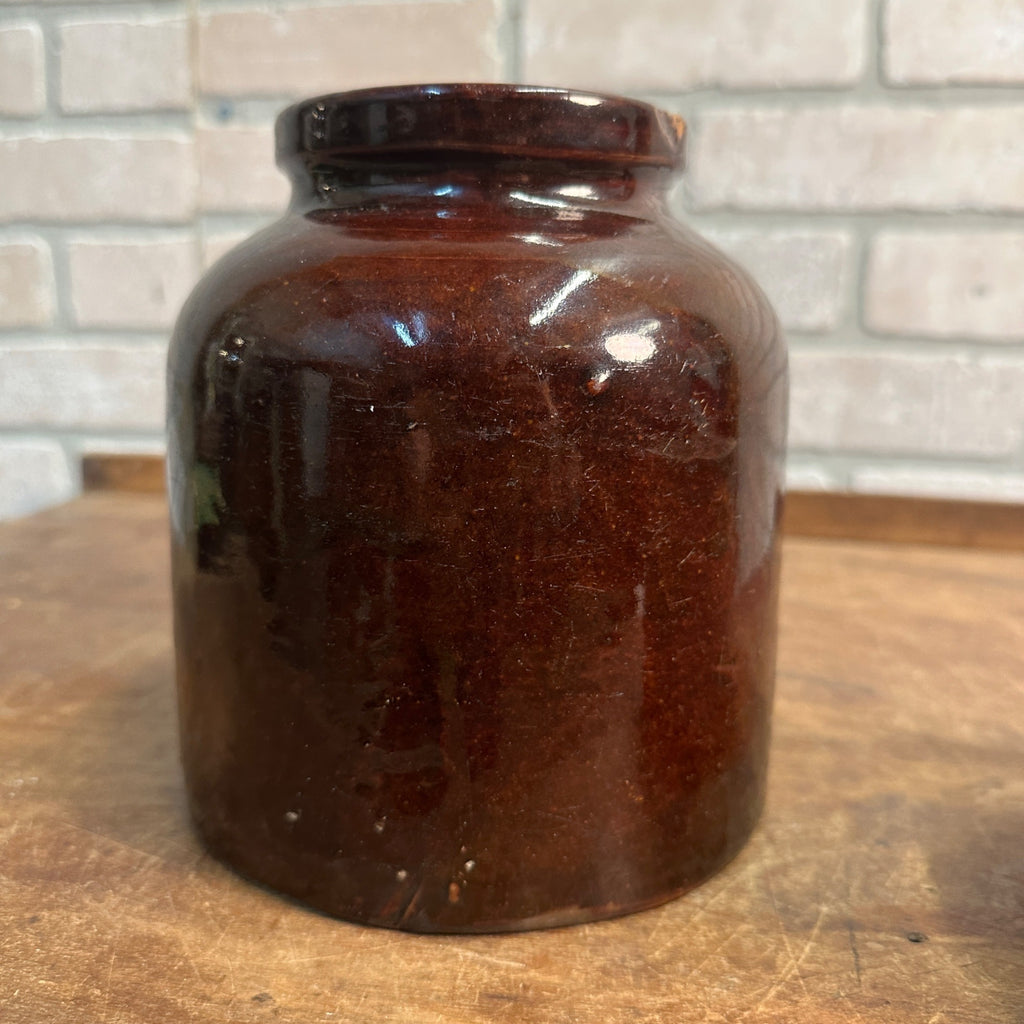 BROWN RED WING 7" PRESERVE JUG  MINNESOTA STONEWARE CO. RED WING, BOTTOM MARK