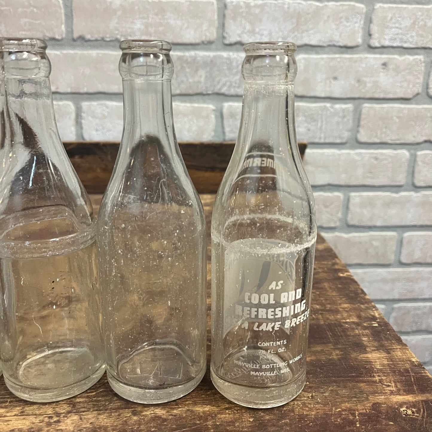 Vintage Mayville Bottling Works Soda Bottle Collection Lot (4)