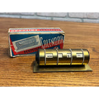 Vintage Adams Brass Metal Day & Month Perpetual Desktop Rolling Calendar w/ Box