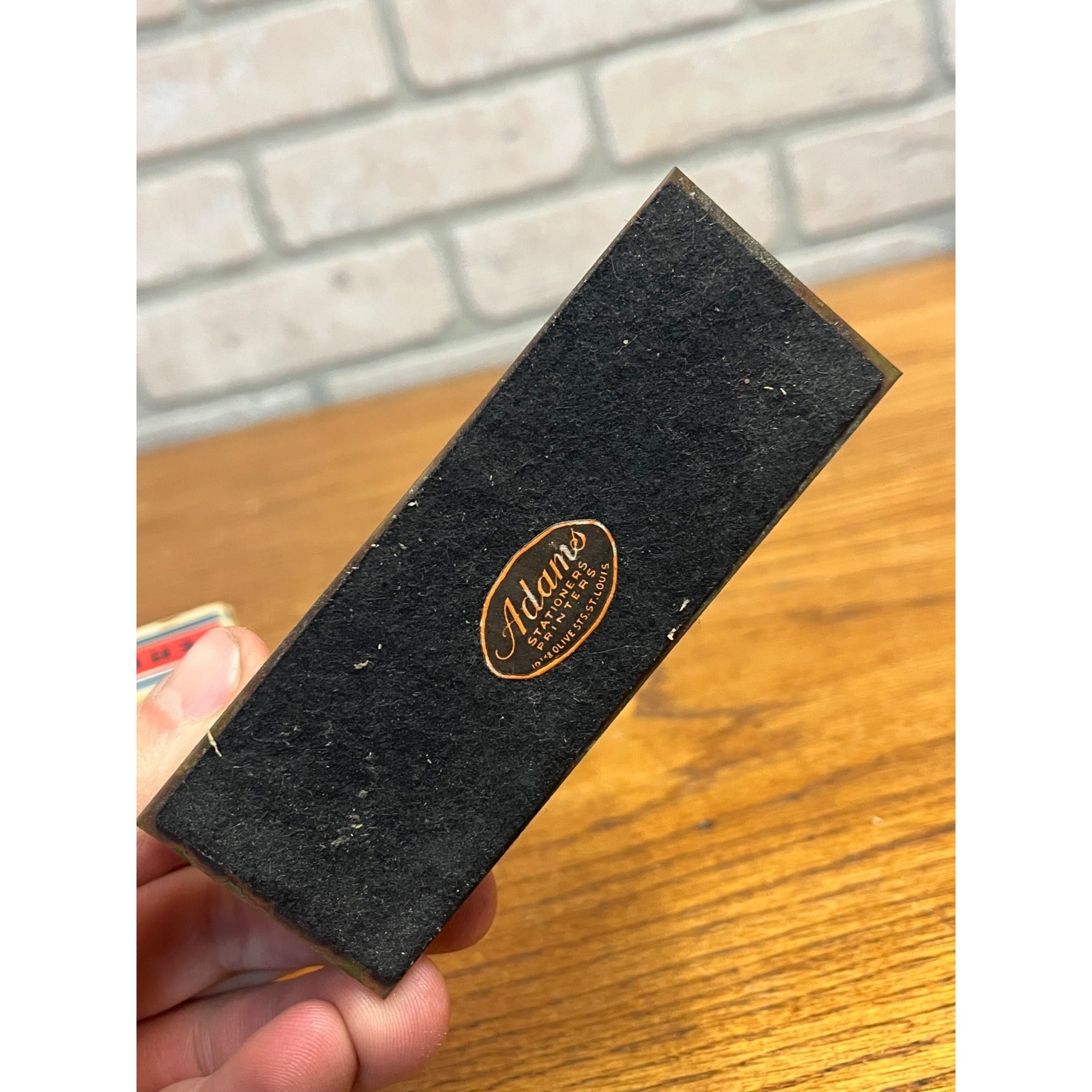 Vintage Adams Brass Metal Day & Month Perpetual Desktop Rolling Calendar w/ Box