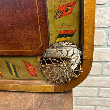 ANTIQUE "FLAGS OF THE NATION" CARROM COMBINATION BOARD GAME CIRCA 1900