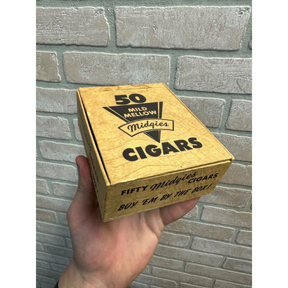 Vintage c1940s 50 Mild Yellow Midgies Cigars Cardboard Box Advertising