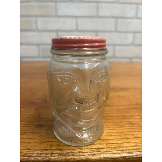 Vintage Lucky Joe Bank Advertising Nash’s Prepared Mustard 8.5 Oz Glass Jar