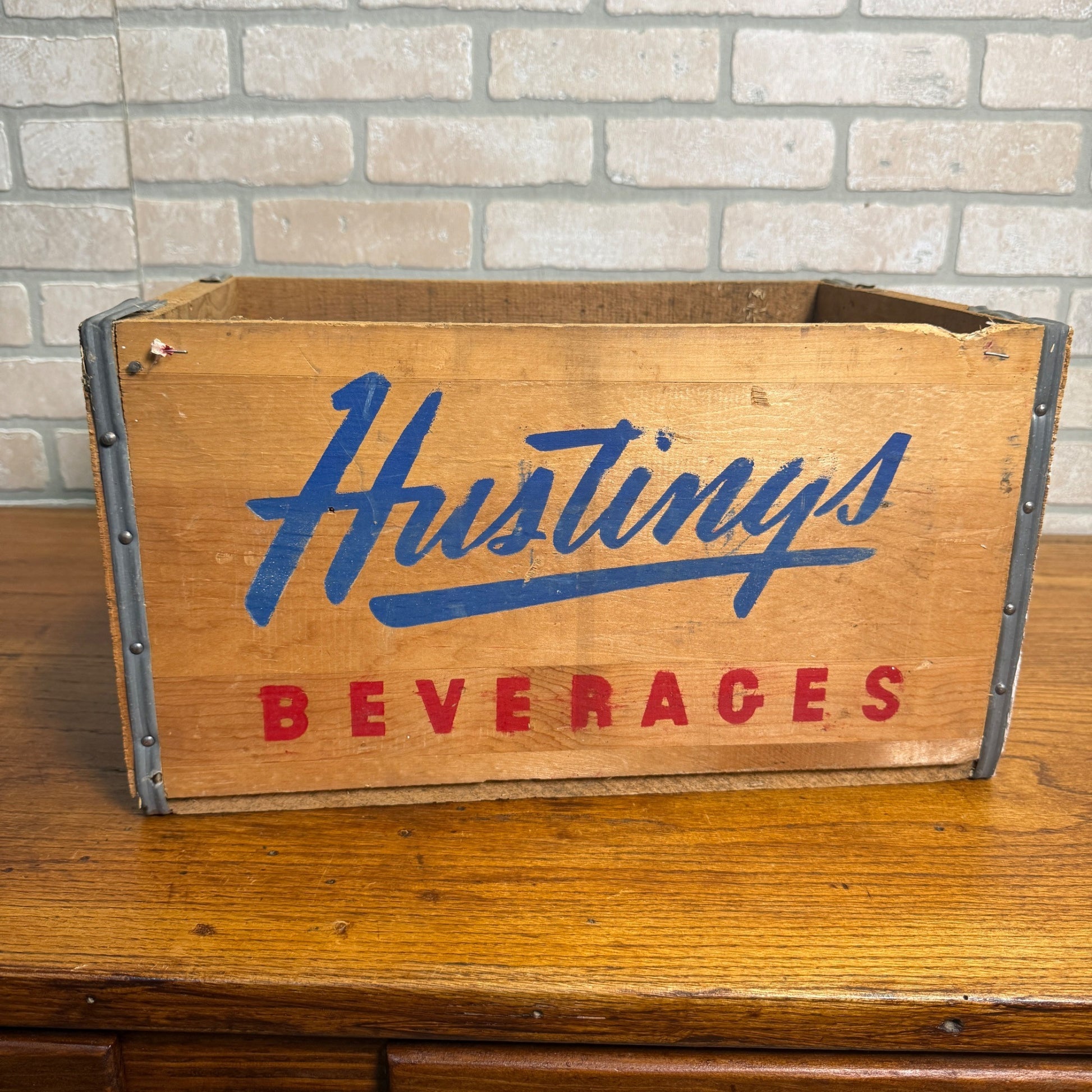 Vintage E.L Hustings Soda Pop Bottle Wood Crate Box Carrier Beverage Wisconsin