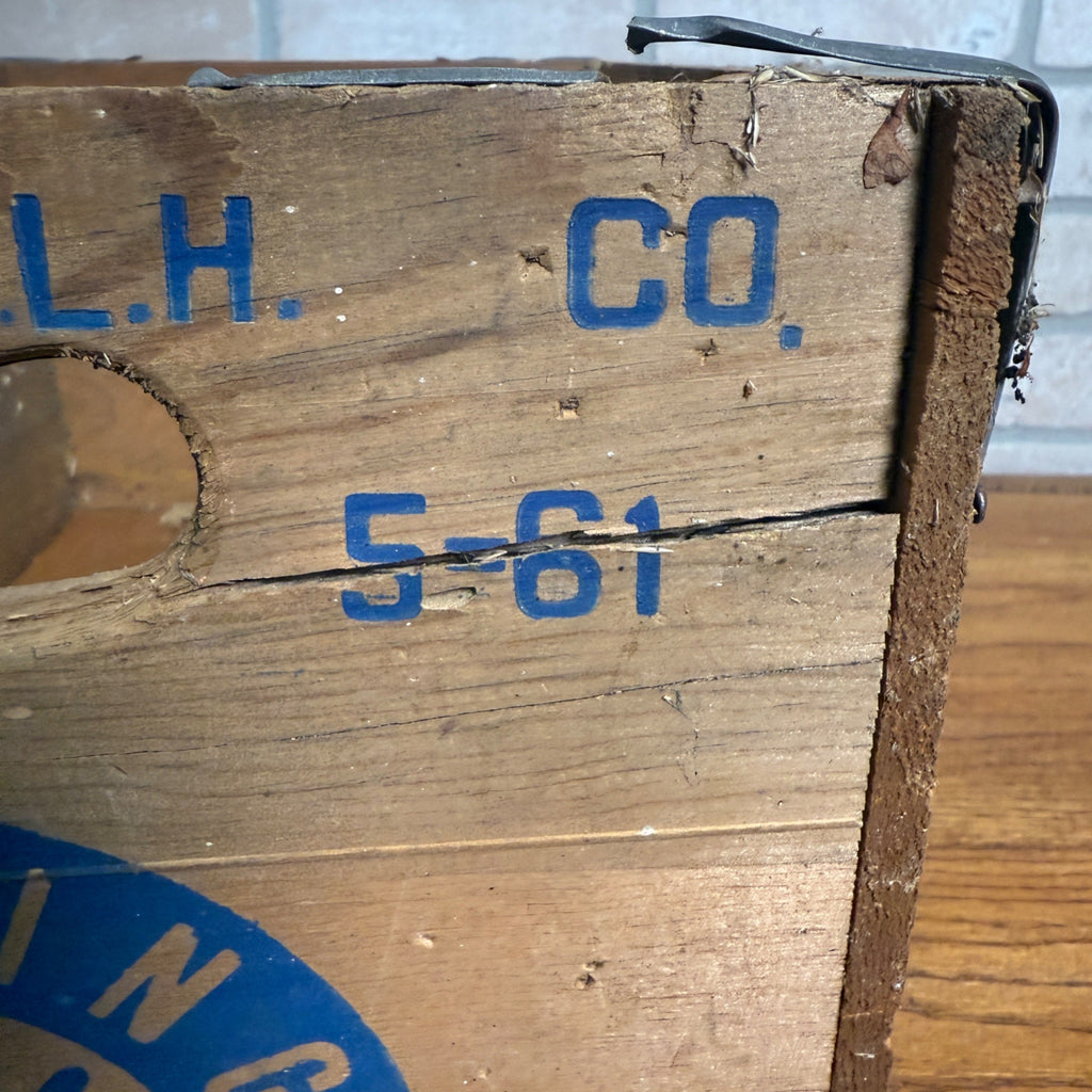 Vintage E.L Hustings Soda Pop Bottle Wood Crate Box Carrier Beverage Wisconsin
