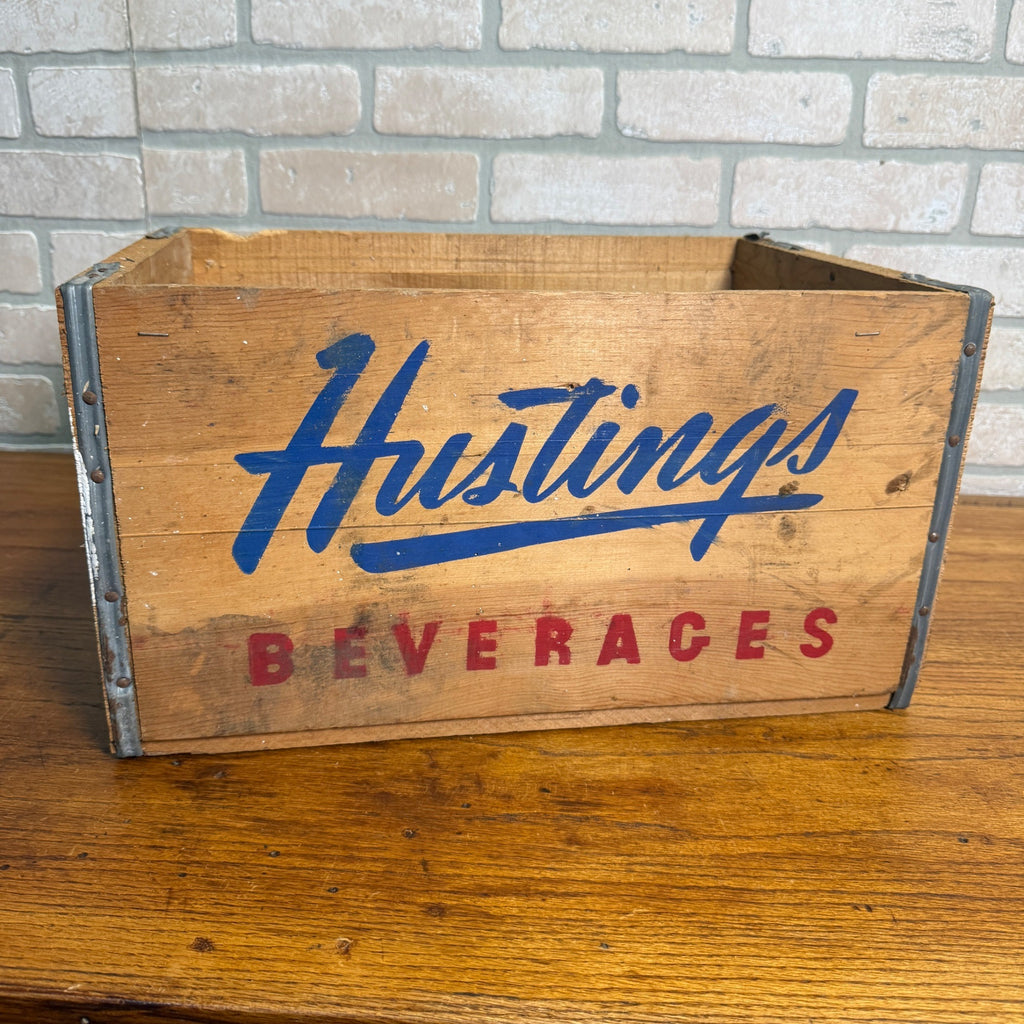 Vintage E.L Hustings Soda Pop Bottle Wood Crate Box Carrier Beverage Wisconsin