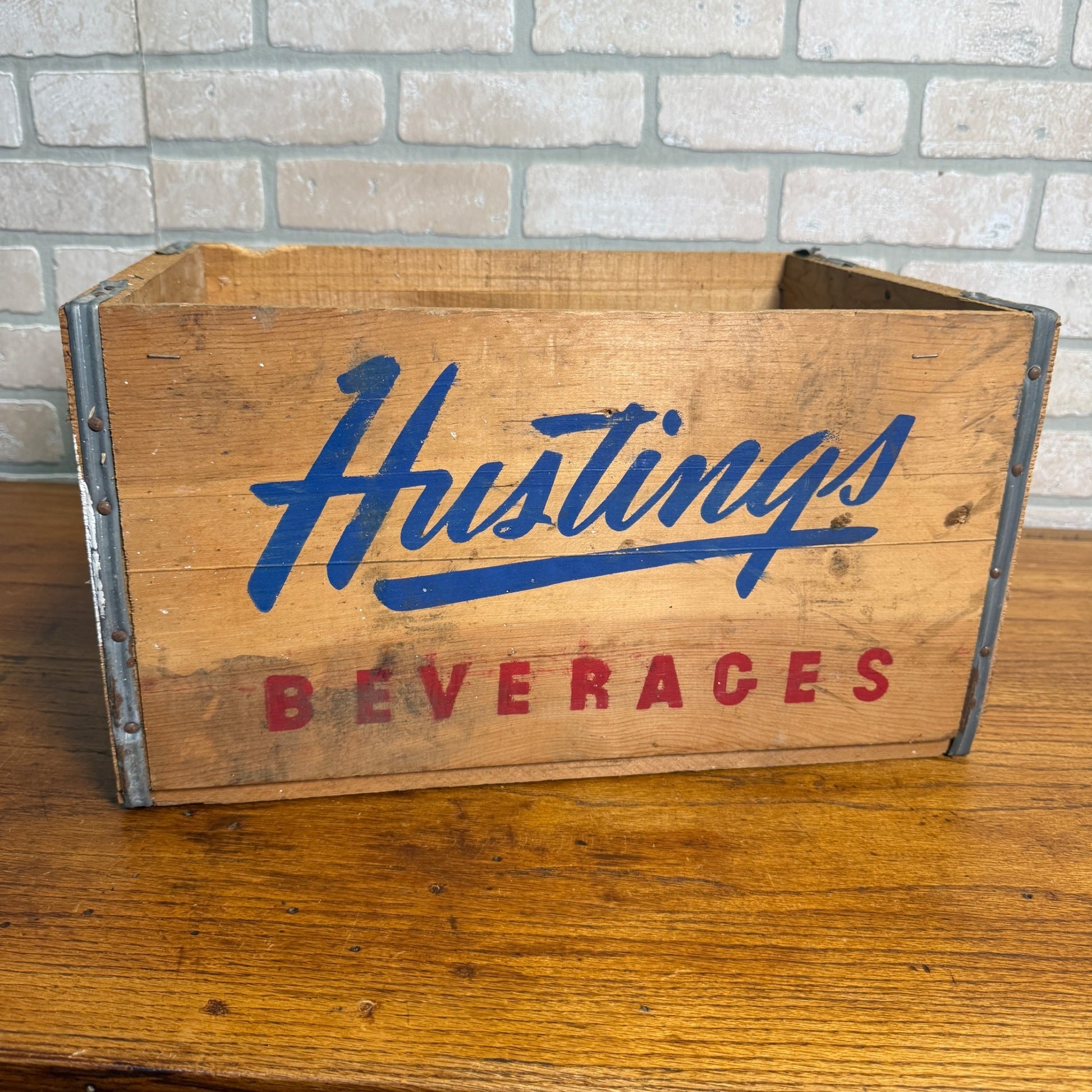 Vintage E.L Hustings Soda Pop Bottle Wood Crate Box Carrier Beverage Wisconsin