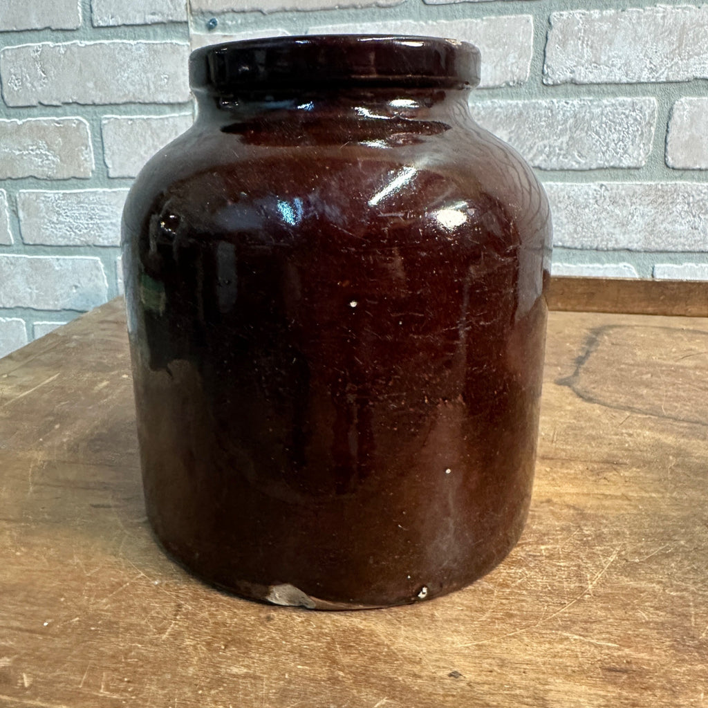 BROWN RED WING 7" PRESERVE JUG  MINNESOTA STONEWARE CO. RED WING, BOTTOM MARK