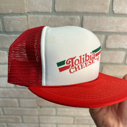 VINTAGE RED NEW YORK DAIRY FARM TOLIBIA CHEESE RETRO SNAPBACK HAT