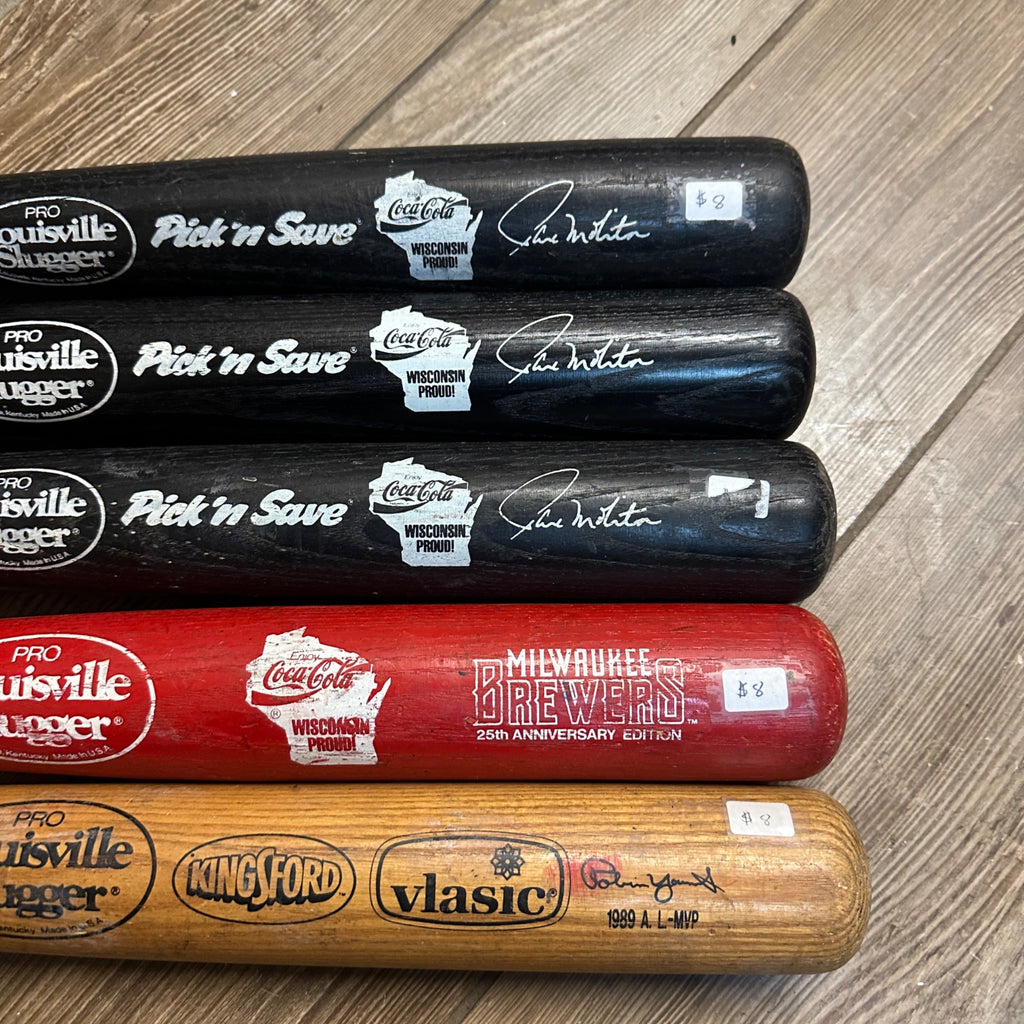 Vintage Lot of Brewers Braves Baseball Bats Louisville Robin Yount Moliter