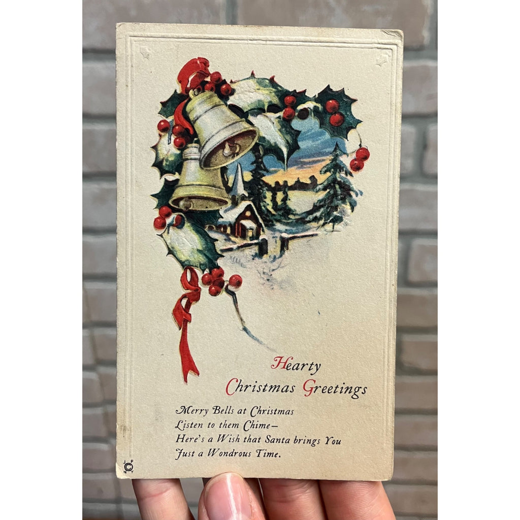 Vintage 1923 Christmas Postcard w/ Christmas Seal Tied US American Red Cross