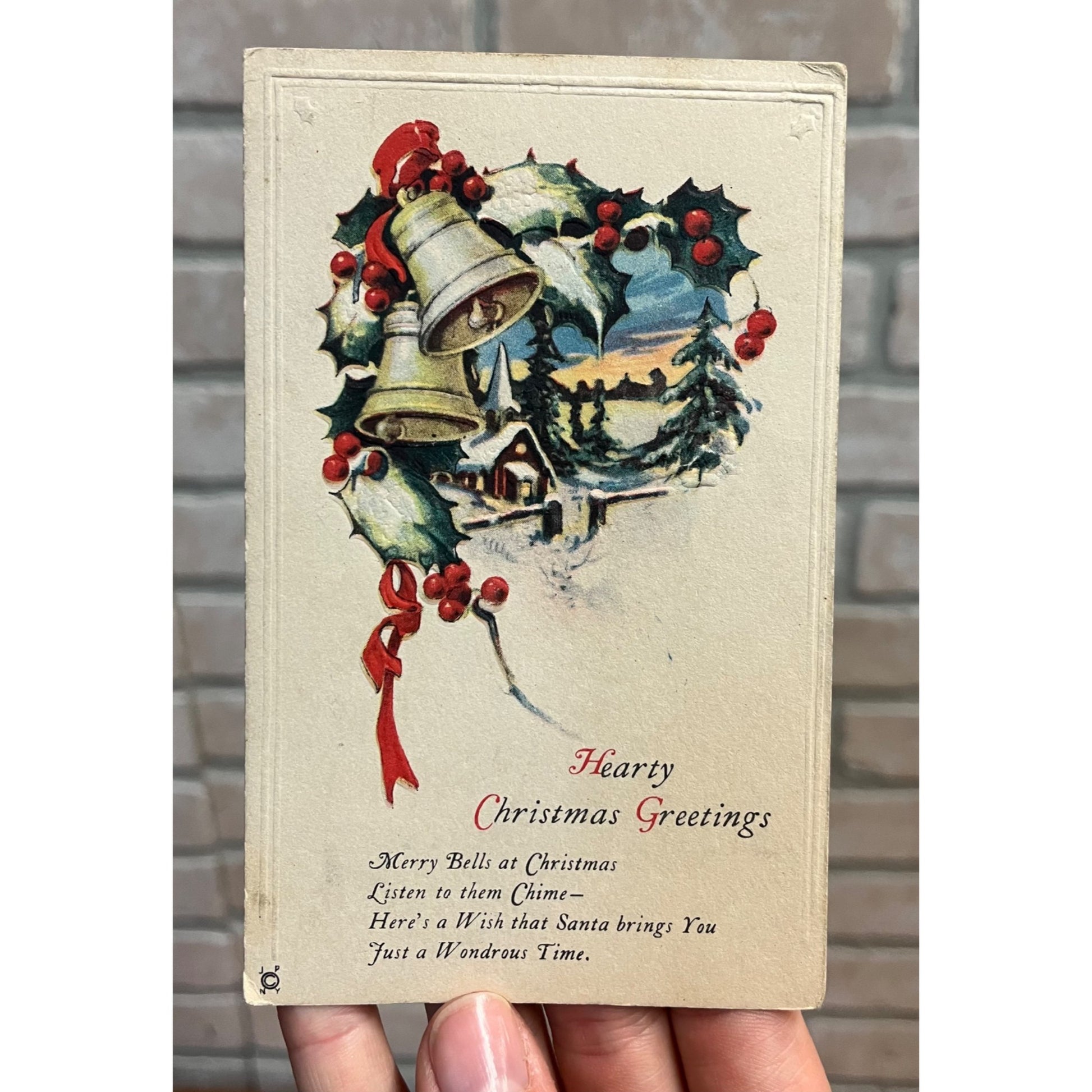 Vintage 1923 Christmas Postcard w/ Christmas Seal Tied US American Red Cross