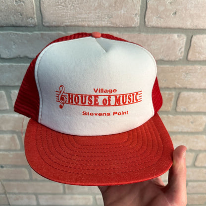 HOUSE OF MUSIC STEVENS POINT WIS MESH RETRO SNAPBACK HAT RED