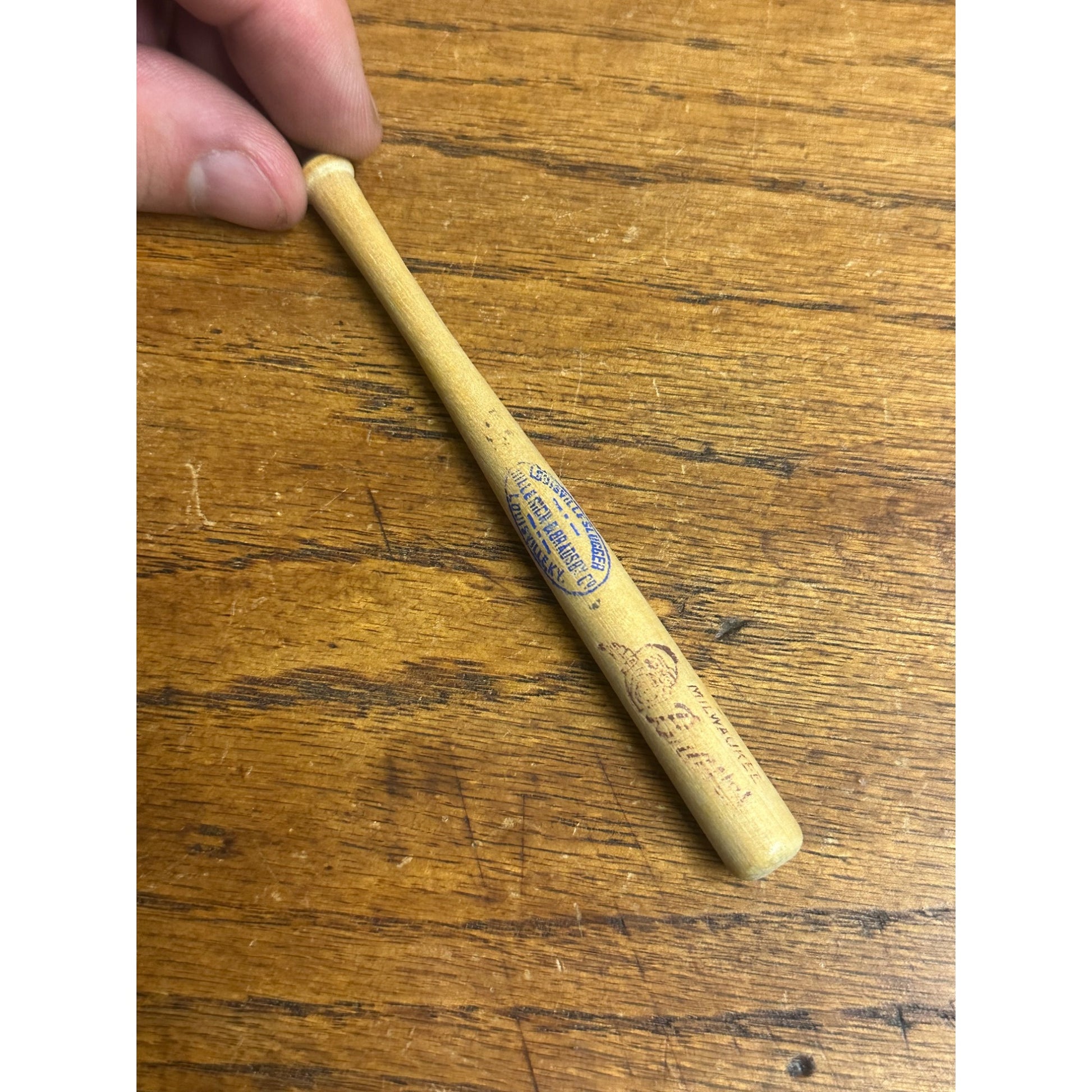 Vintage 1950s Milwaukee Braves Mini Louisville Slugger Bat 4.5" Miniature