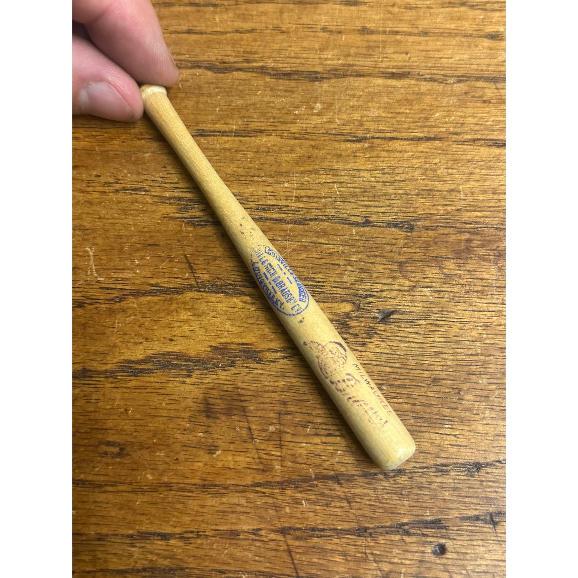 Vintage 1950s Milwaukee Braves Mini Louisville Slugger Bat 4.5" Miniature