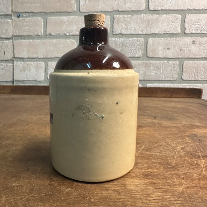 Antique Miniature Stoneware Mercury Jar Bottle Mini Jug Corked Vintage