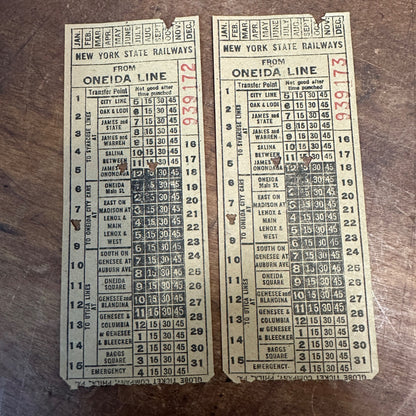 RARE Early 1900s New York State Railway Oneida Line Passenger Tickets (2)