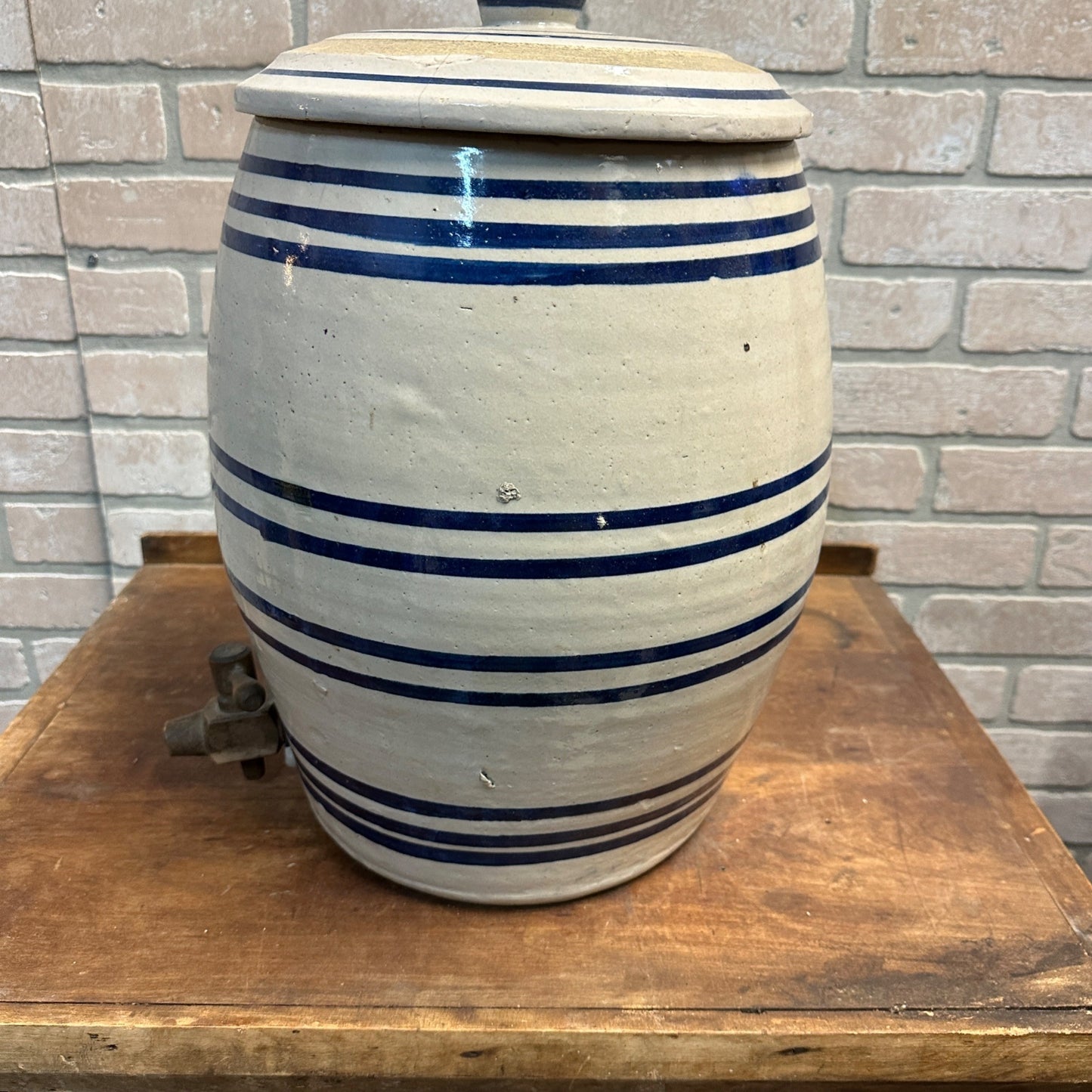 SCARCE Vintage Hibbard Spencer & Bartlett Cruso Stoneware 3 Gal Water Cooler OVB