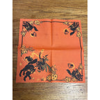 Vintage 1930s Halloween Dennison Crepe Paper Napkin Witch Black Cat