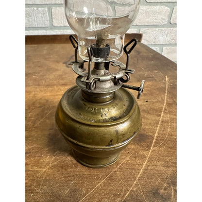 Vintage Early 1900s ACME Reflector Night Lamp Oil Light Lamp Brass w/ Chimney