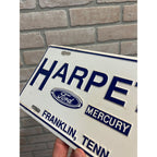 Vintage Ford Mercury Car Truck Dealer Metal Booster License Plate Franklin TN