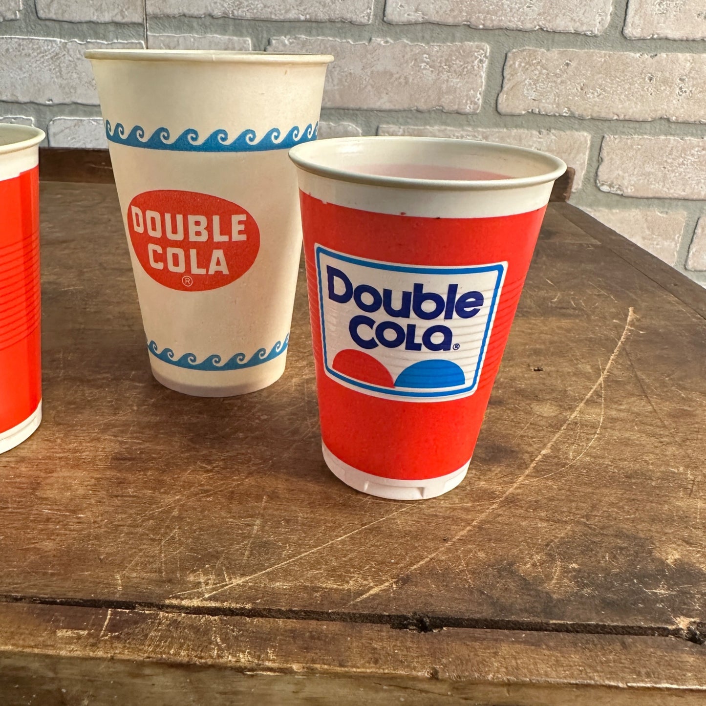 (4) Double Cola Soda Paper Wax Plastic Cup Sample Fountain Soda Drinks