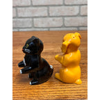 Vintage Plastic Cat and Dog Salt & Pepper Shaker Set F&F Mold & Die Works Dayton, Ohio USA