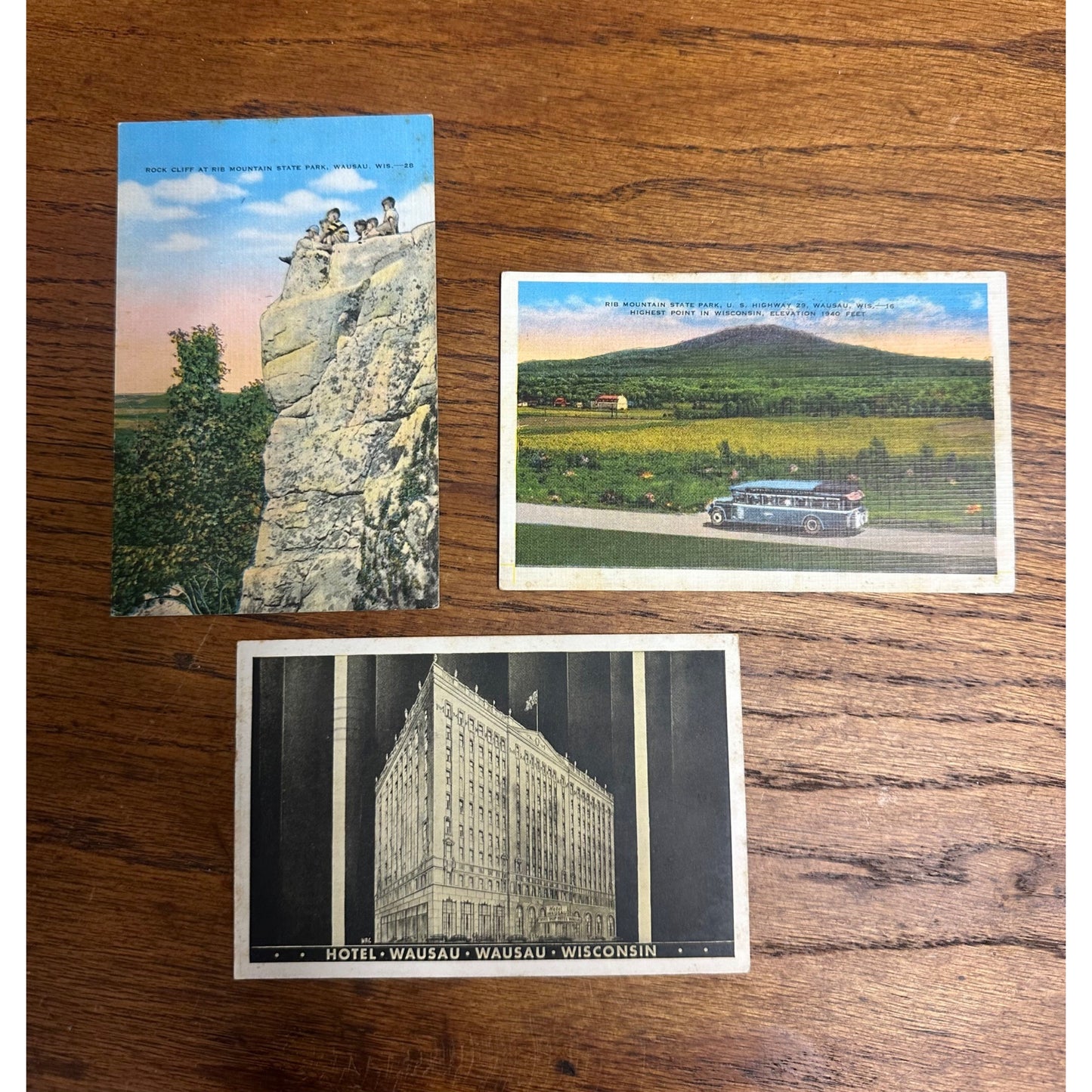 Vintage Wausa Wisconsin Wis Postcards Hotel Rib Mountain State Park WI