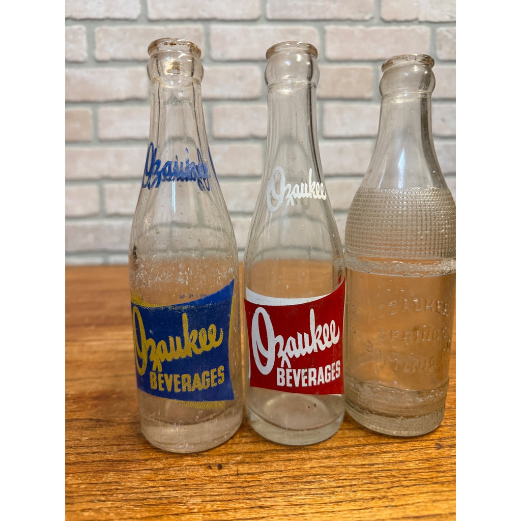 Lot of 3 ACL Ozaukee Springs Port Washington Wis Wisconsin Soda Bottles