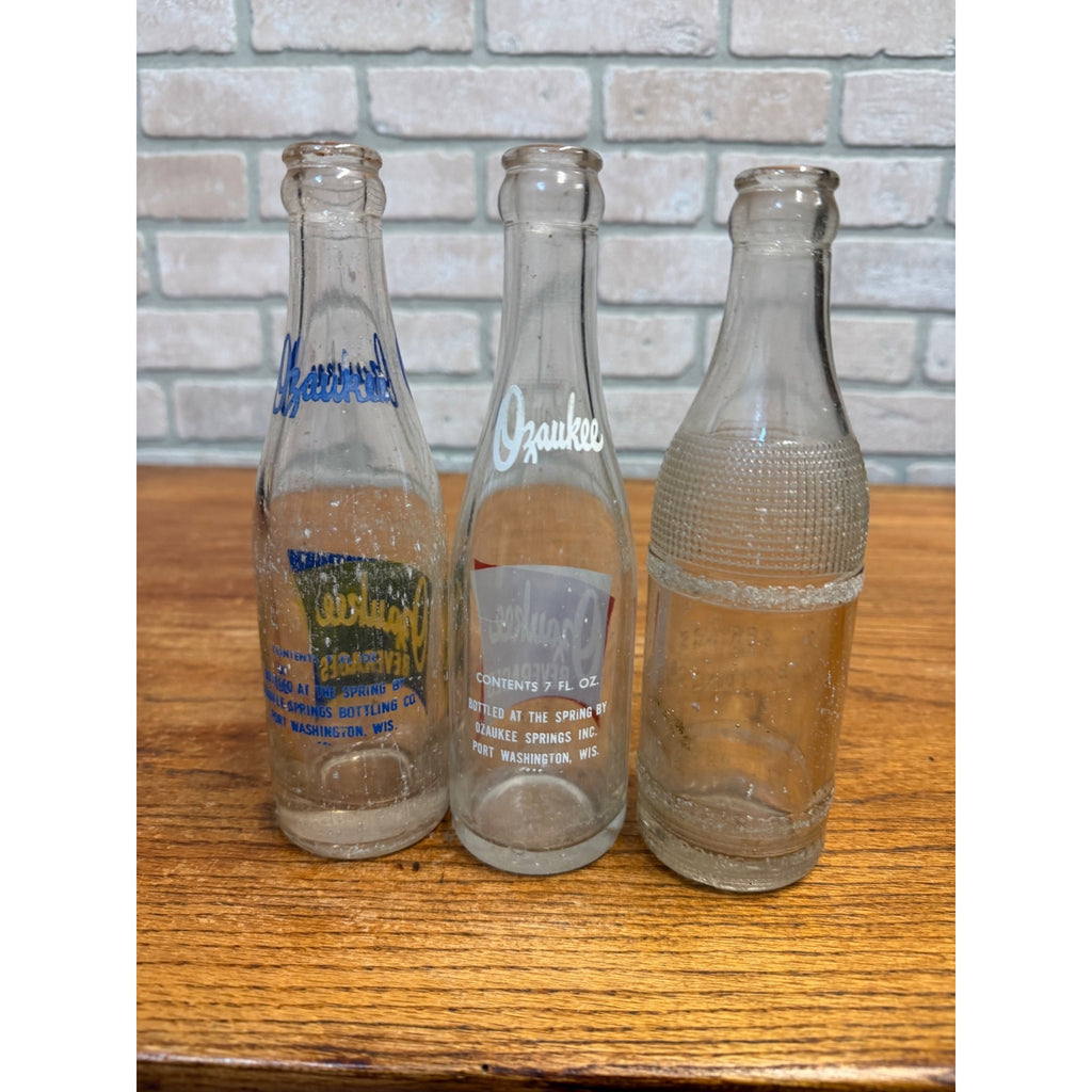 Lot of 3 ACL Ozaukee Springs Port Washington Wis Wisconsin Soda Bottles