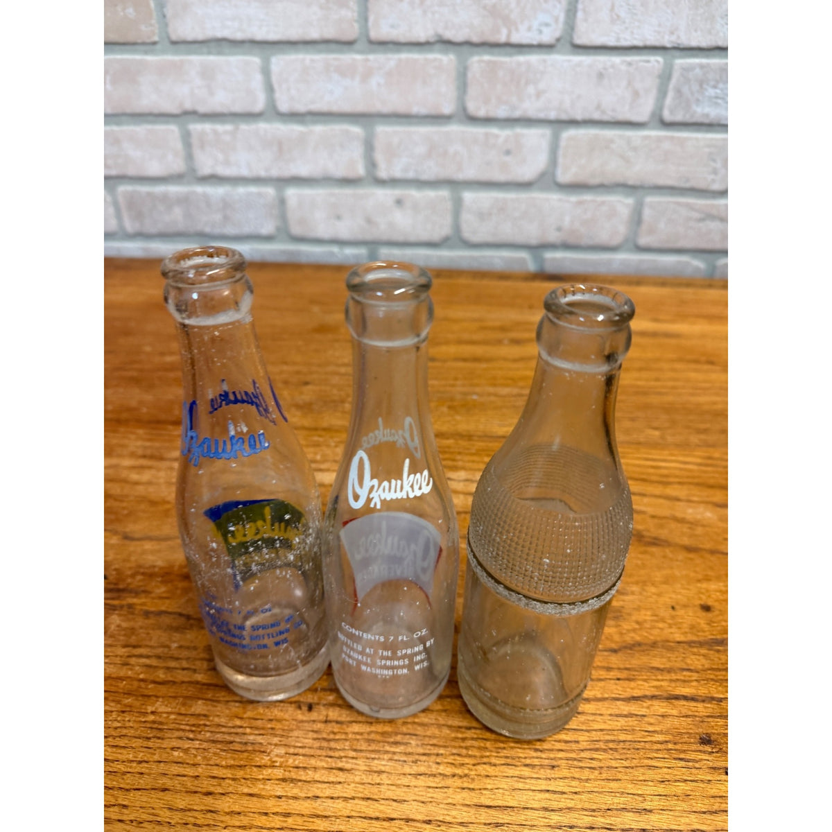Lot of 3 ACL Ozaukee Springs Port Washington Wis Wisconsin Soda Bottles