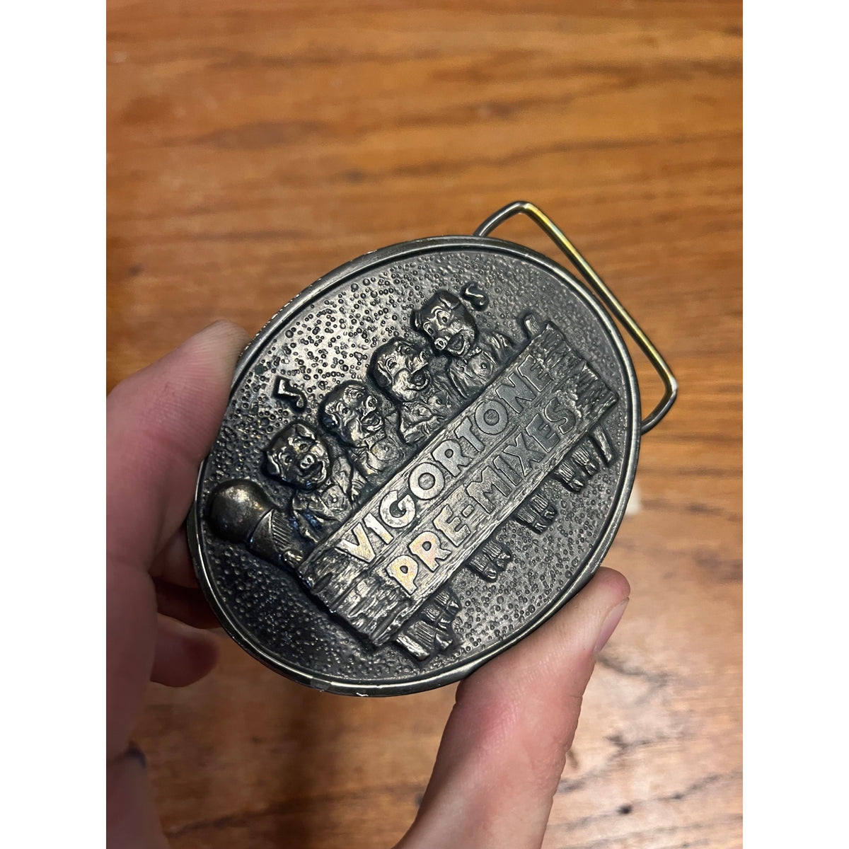 Vintage Vigortone Pig Belt Buckle Farm Feed Original Box