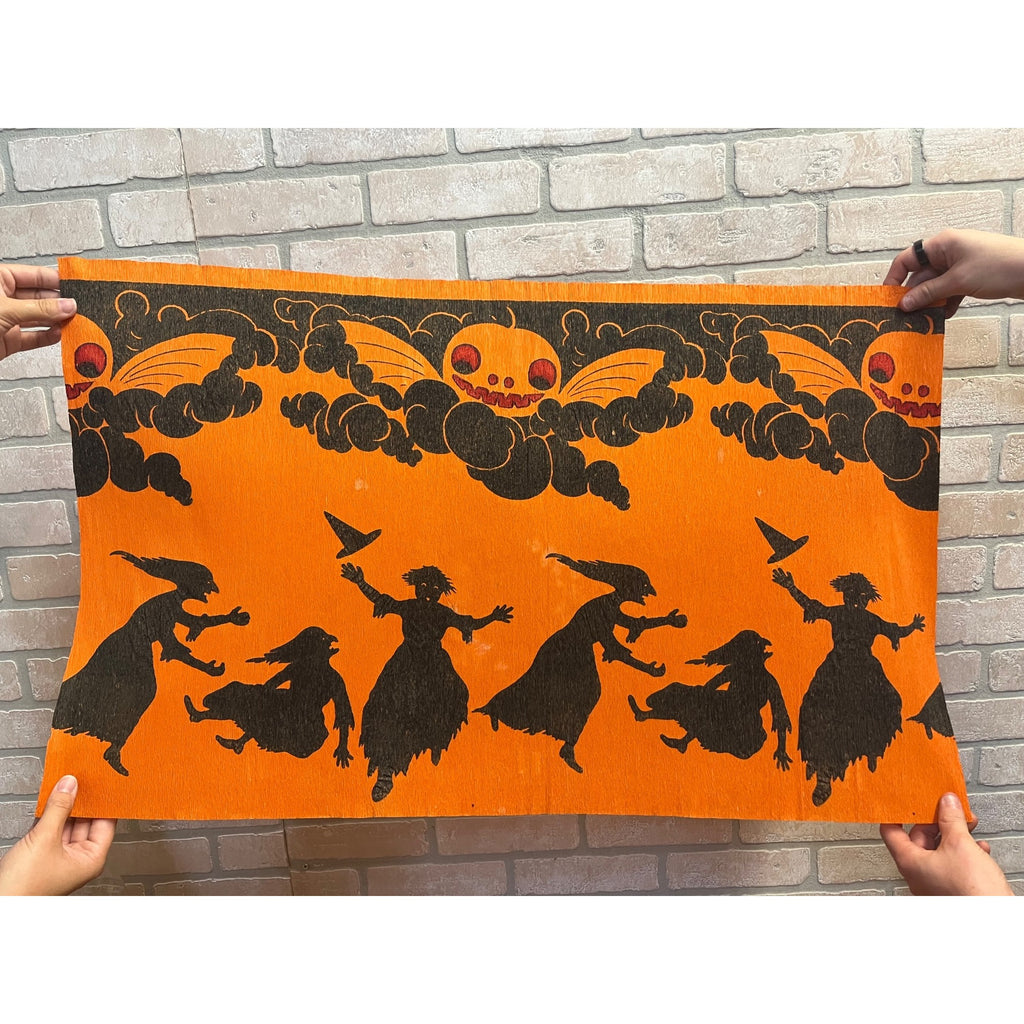 SCARCE Vintage Halloween c1913 Dennison "Witch Frolic" Crepe Paper JOL Bat Wings